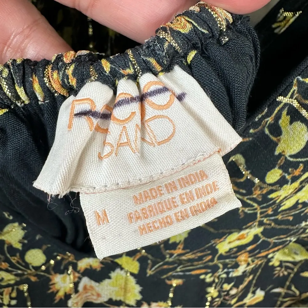 NEW Rococo Sand Hana Kaftan Dress Womens M Floral Printed Flowy Boho Maxi Black Size M - Image 8