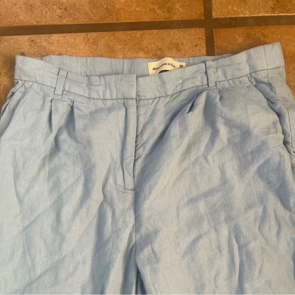 Abercrombie & Fitch Curve Love Sky Blue Wide Leg Trousers size 8 - Image 2