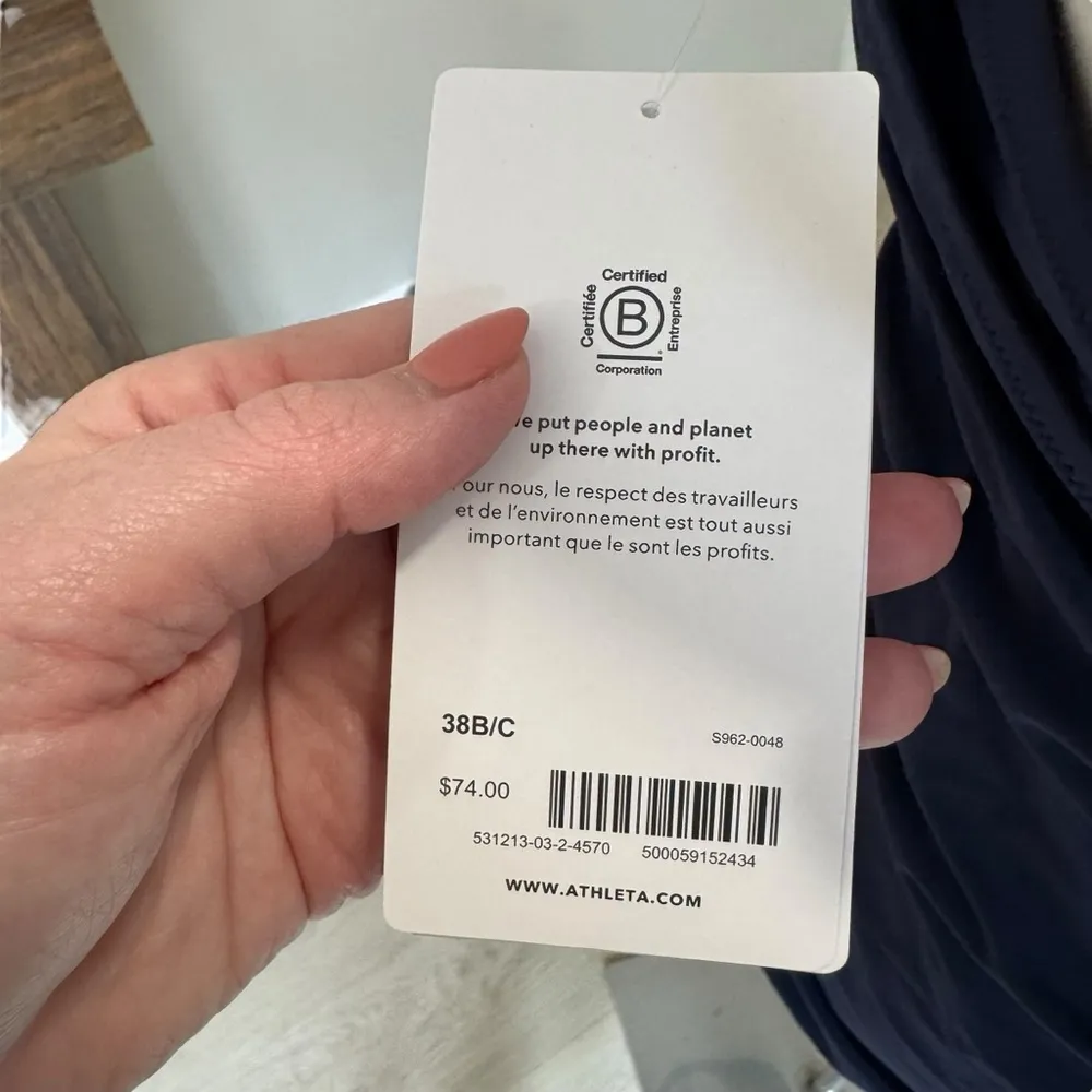 Athleta - NWT Square Neck Bra Cup Swim Tankini Top Navy Blue NWT Ruching 38B/C - Image 7