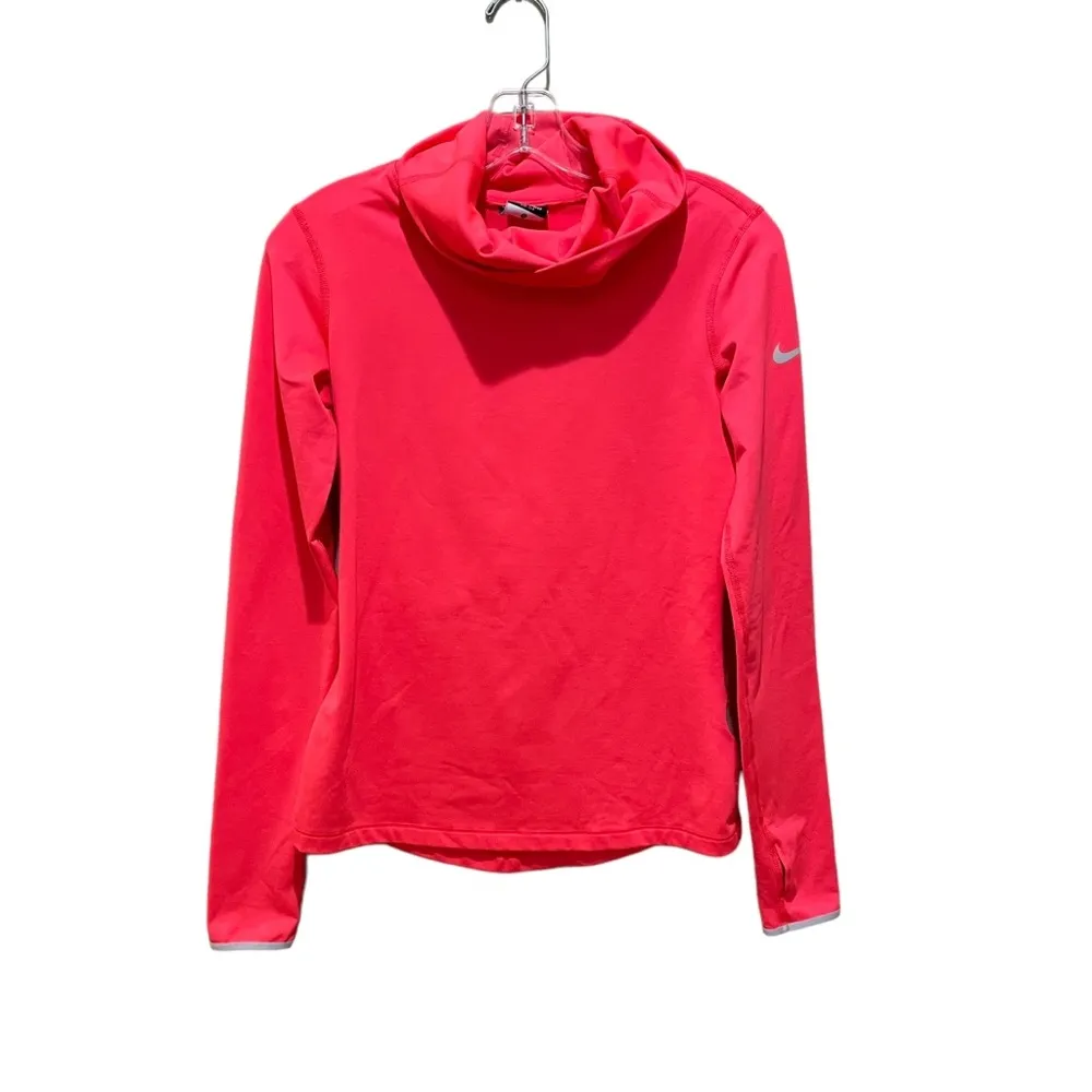 Nike Dri-Fir Hyperwarm Infinity Training Turtleneck Top Neon Pink Size Small - Image 2