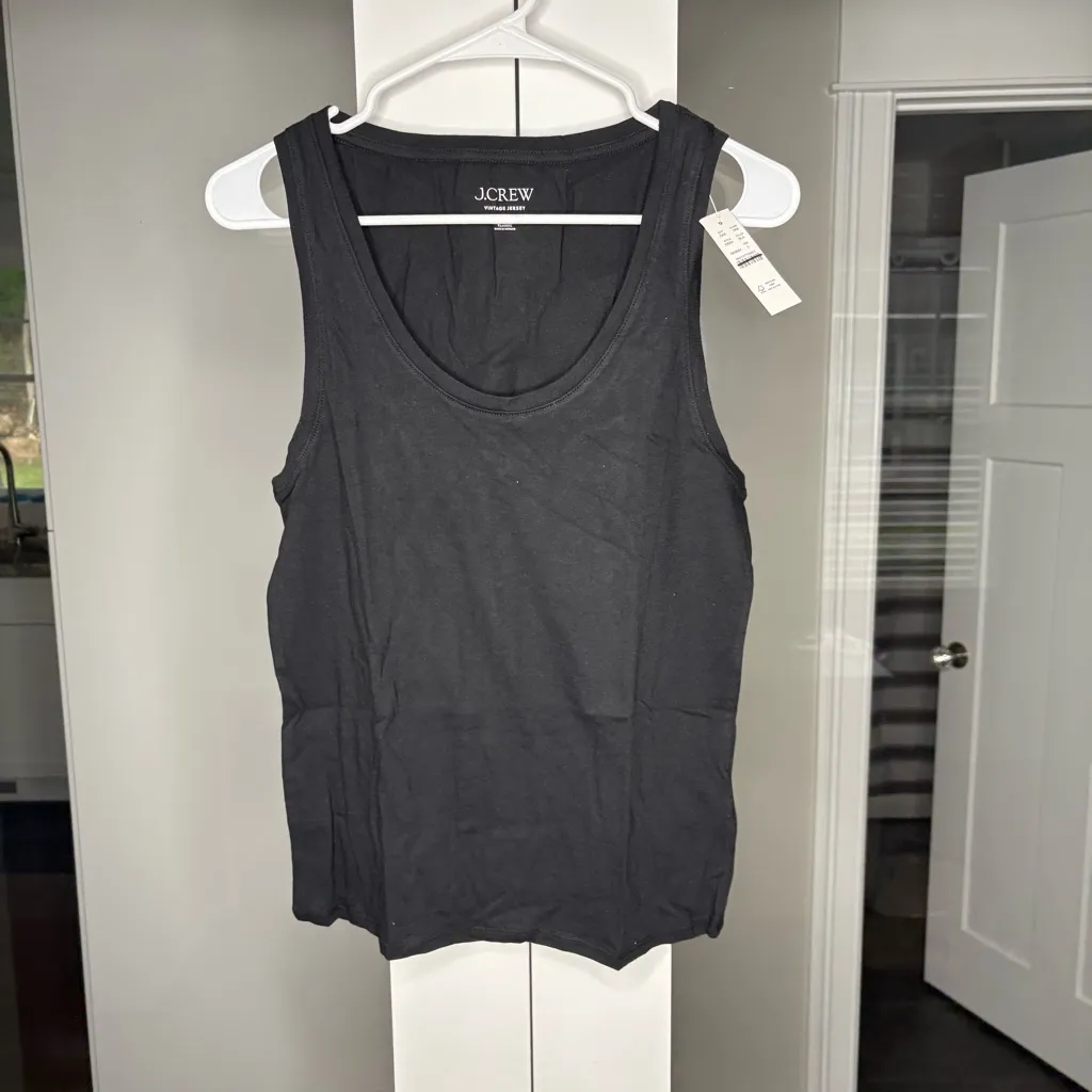 NWT J. Crew Vintage Jersey Scoopneck Tank Top Black - Image 2