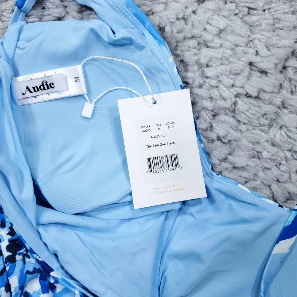Andie Swim Blue Floral Baia One Piece Swimsuit Size Medium - Image 4