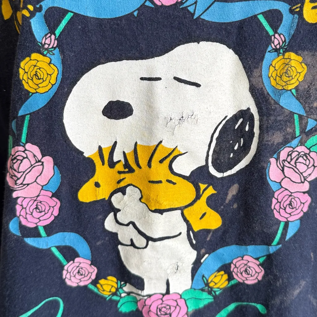 Vintage 90s Peanuts Snoopy “Most Huggable‎ Grandma” Tee XL Made USA Blue - Image 5