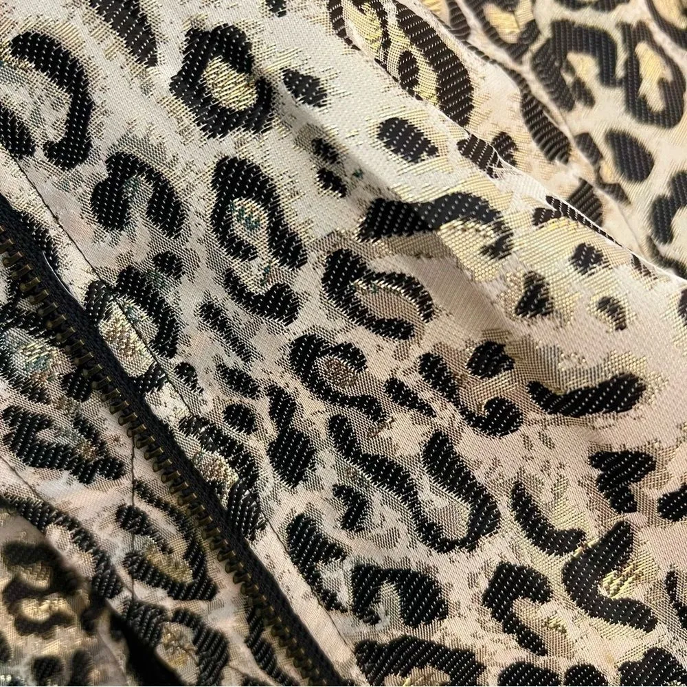 Revolve LPA Leopard Metallic Bomber Jacket Size M Women’s - Image 8