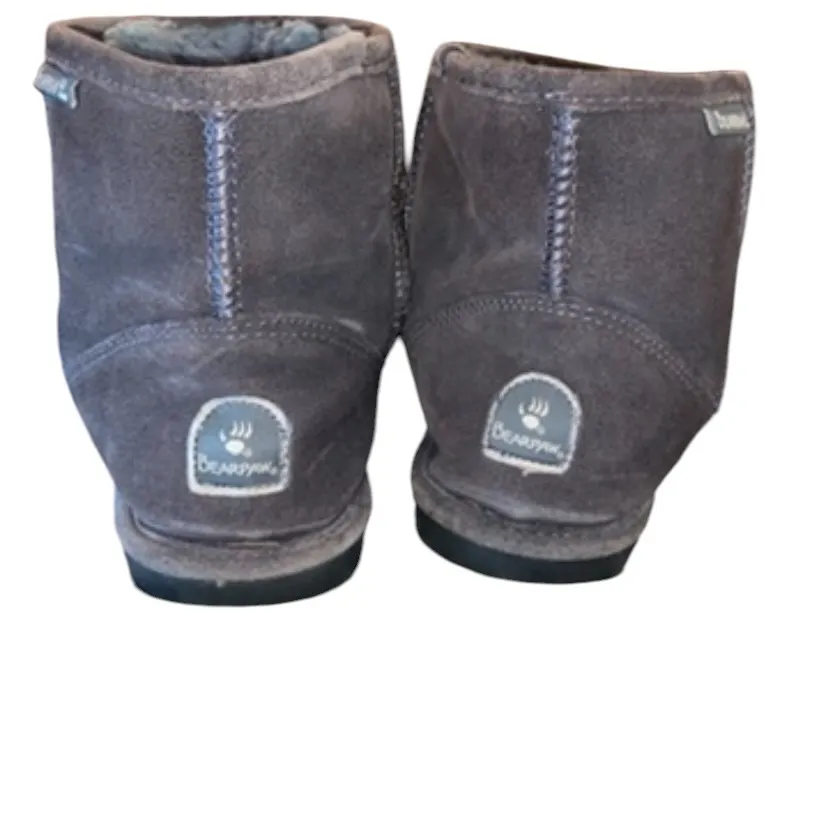 BEARPAW Demi Gray suede leather & sherpa  sherpa wool Fall Winter Boot half boot - Image 5