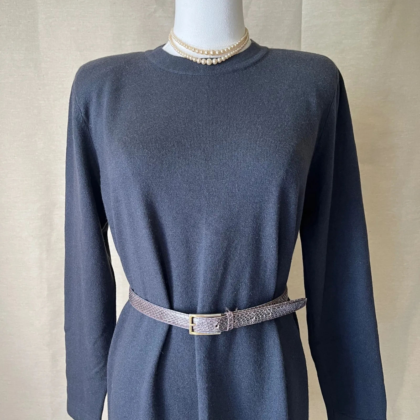 Vintage 90s Fathi Due France 100% Cashmere Gray Sweater Dress Minimalist Medium - Image 2