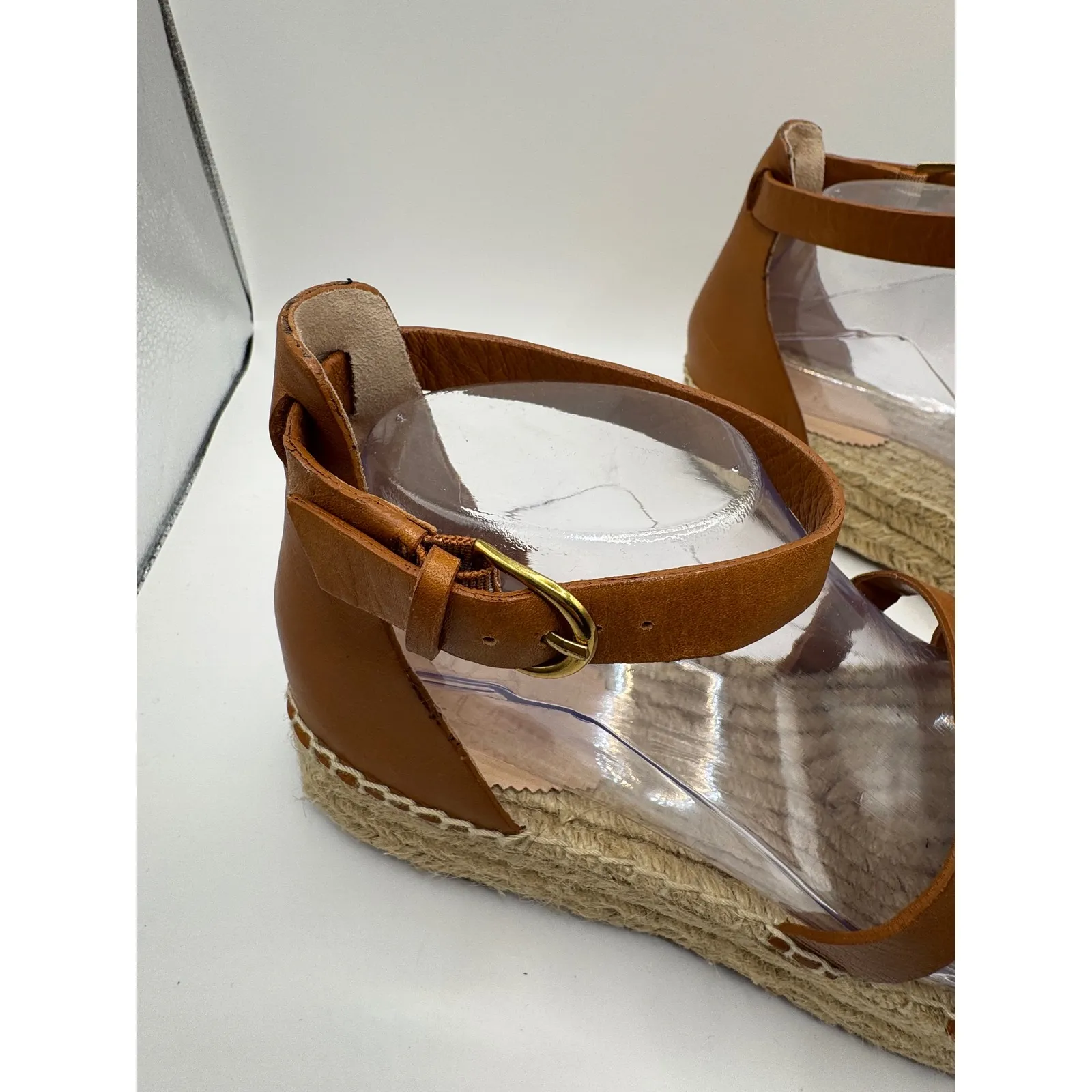 J Crew Shoes Women 9.5 Brown Leather Grace Gladiator Espadrille Platform‎ Sandal - Image 7