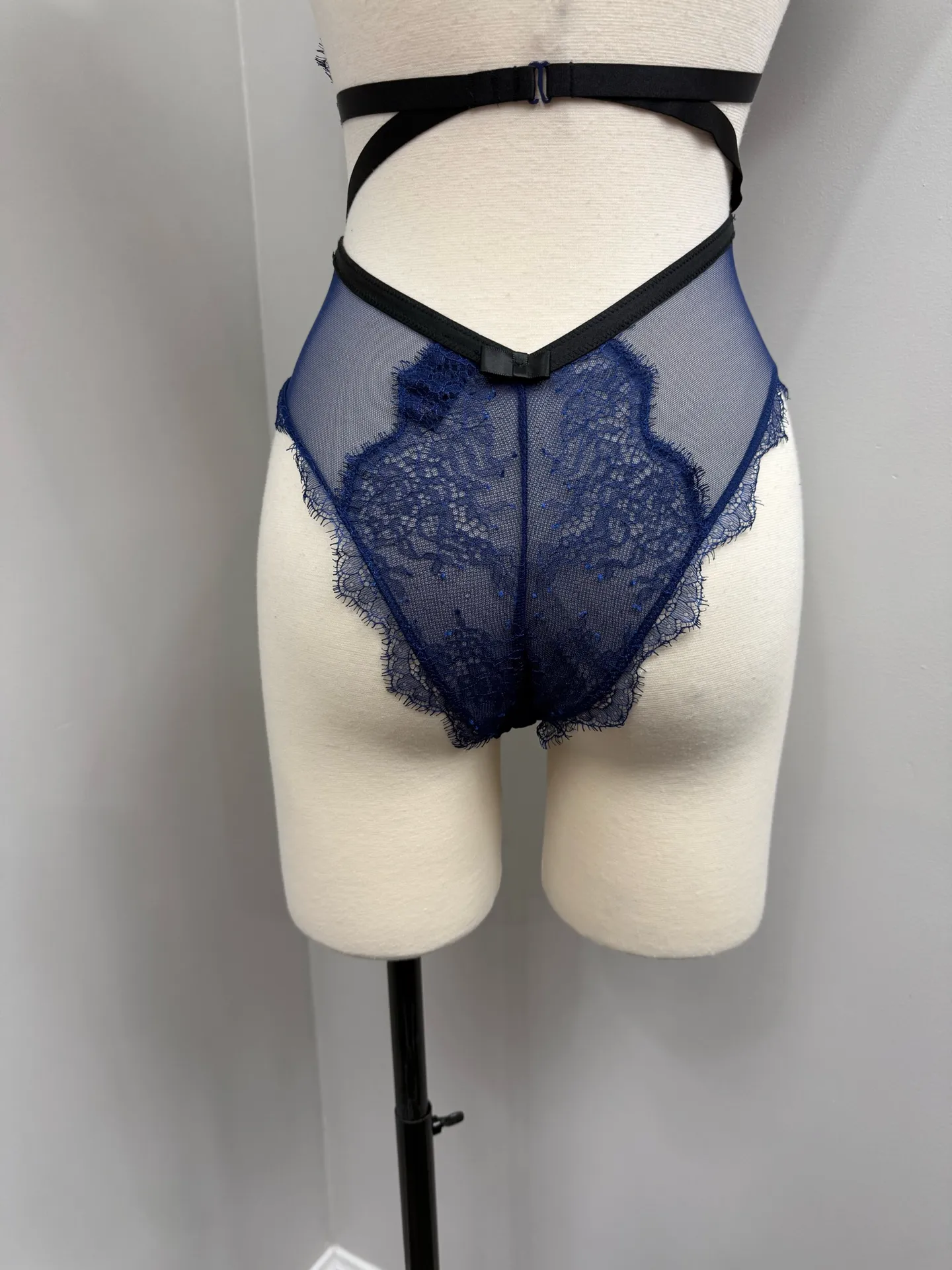 VS Navy Sheer Lingerie Bodysuit - Image 13