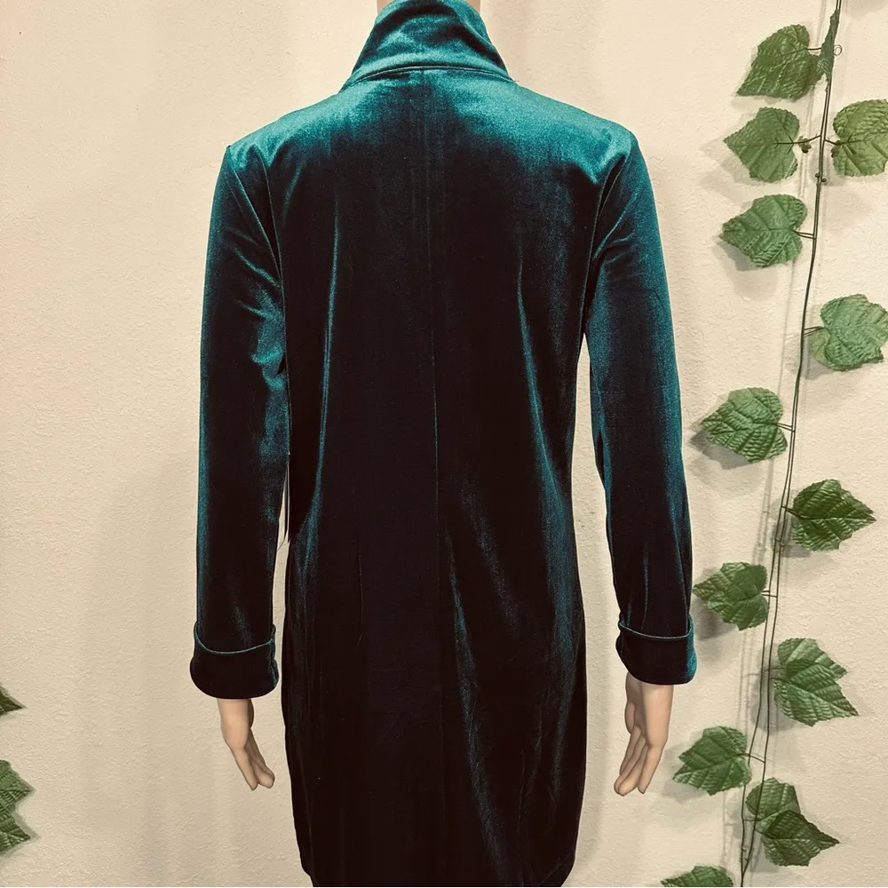 Teal Green Velvet Open Cardigan Jacket New - Image 11