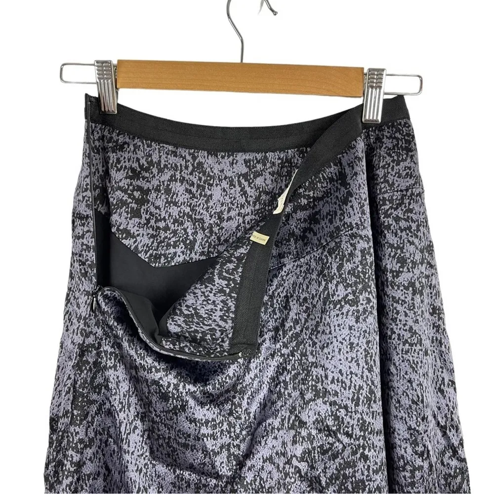 Rebecca Taylor White Noise Purple Black Snap Up Slit Silk A Line Pleat Skirt 0 - Image 12