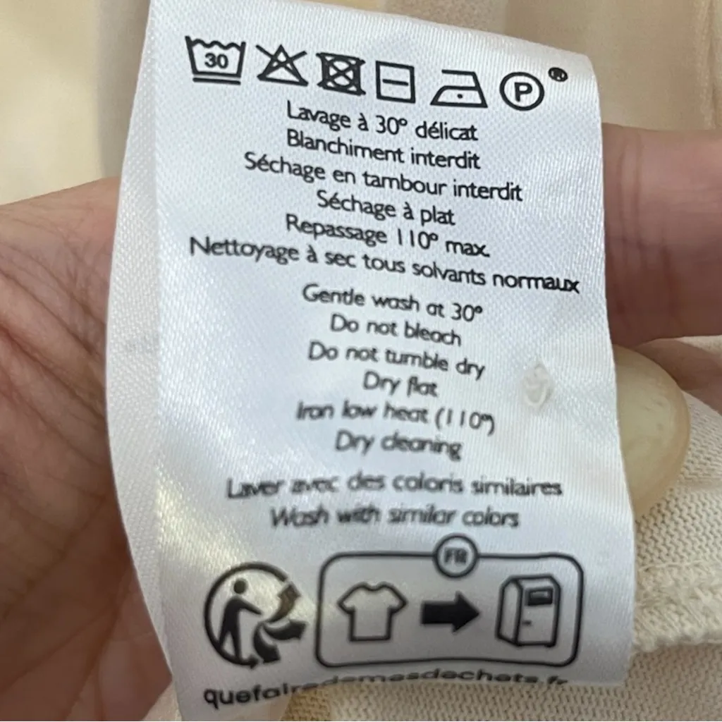 SEZANE New Robe Selena T-Shirt Dress Women’s Small Cream Organic Cotton Minimal - Image 9