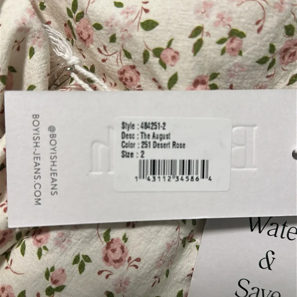 Boyish “The August” Floral Maxi Dress Desert Rose Size 2 NWT Sustainable Cotton White - Image 9