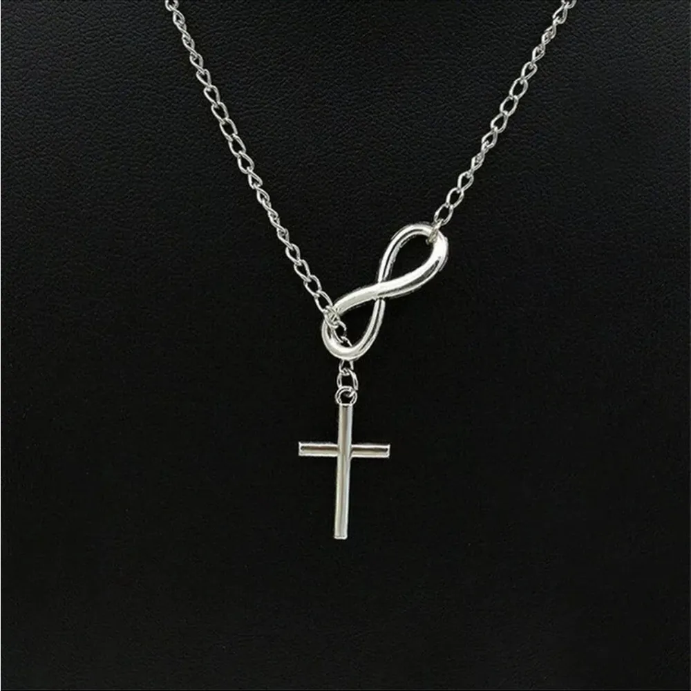 Elegant Silver Infinity Cross Necklace - Image 5