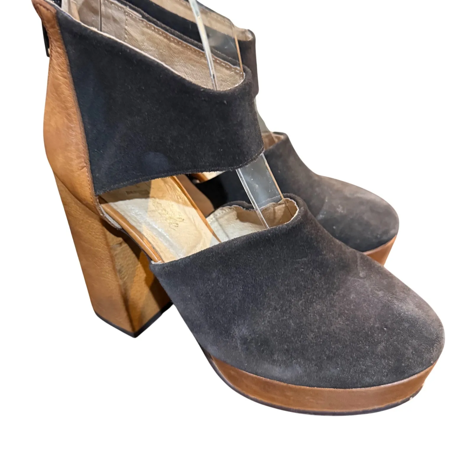 Free People Anaya Suede Platform Clogs Suede Leather Block Heel Platform Shoes 8 - Image 2