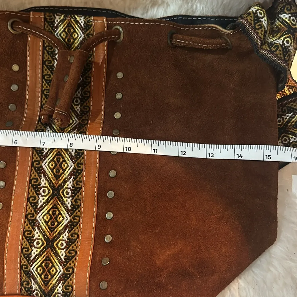 Dydaktik Rust Brown Suede Bohemian Bucket Shoulder or Crossbody Bag - Image 8
