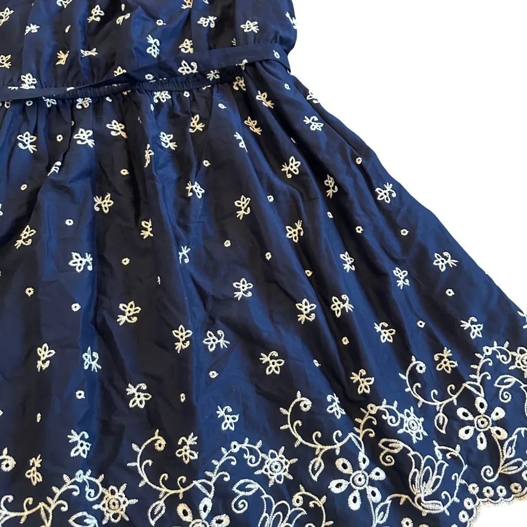 Lane Bryant Navy Embroidered A-Line Dress Cap Sleeves Cotton Size 16 Women's NWT - Image 11