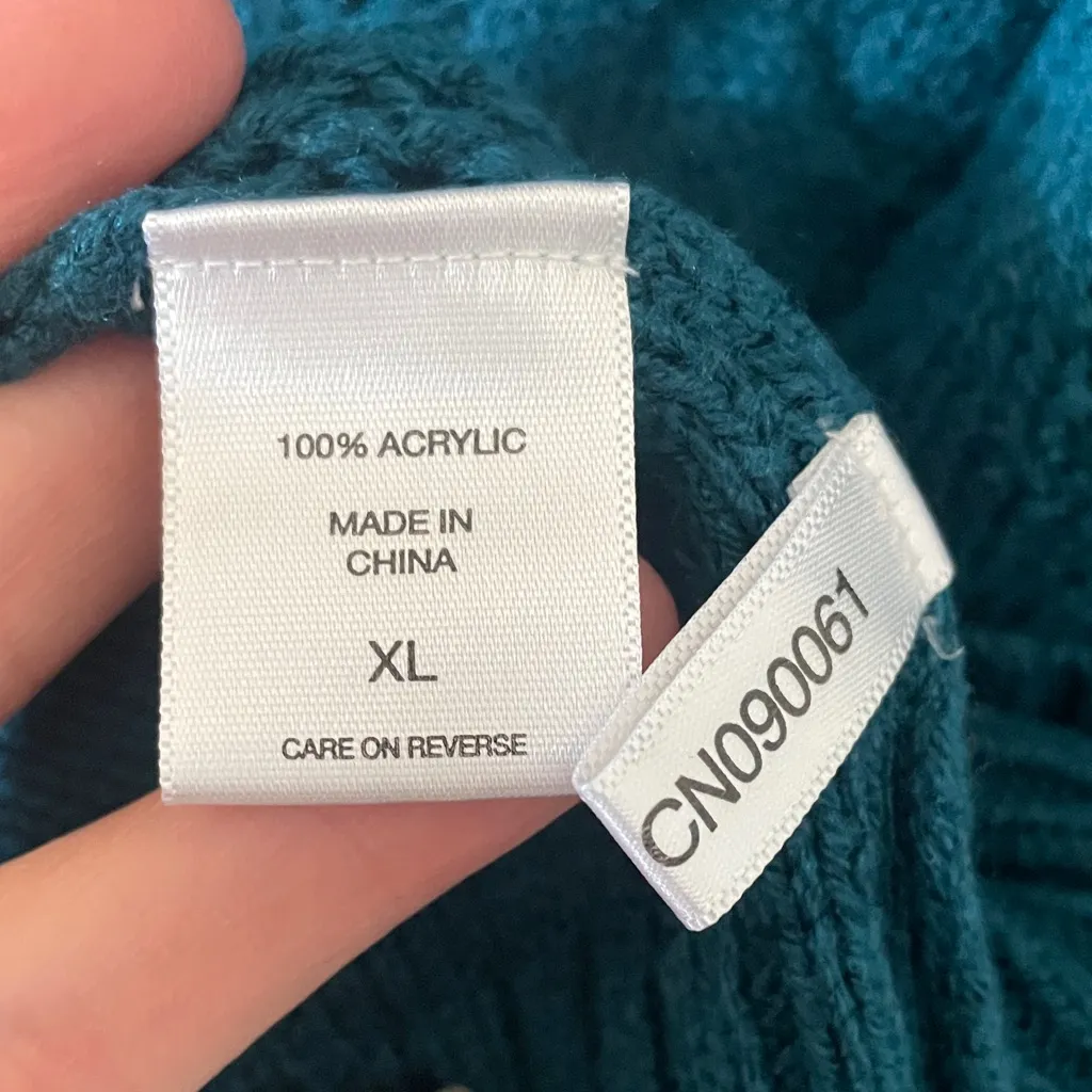 New York & Co Mock Turtle neck sweater Key Hole Dark Teal Blue Size XL Green - Image 4