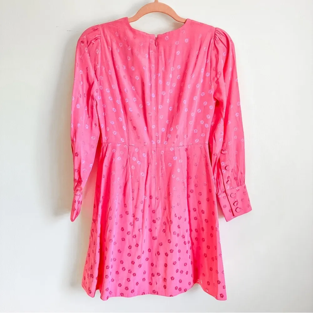 NWT J. Crew Barbie Pink Satin Printed Pleated Shoulder Mini  Shift Dress sz 0P - Image 7