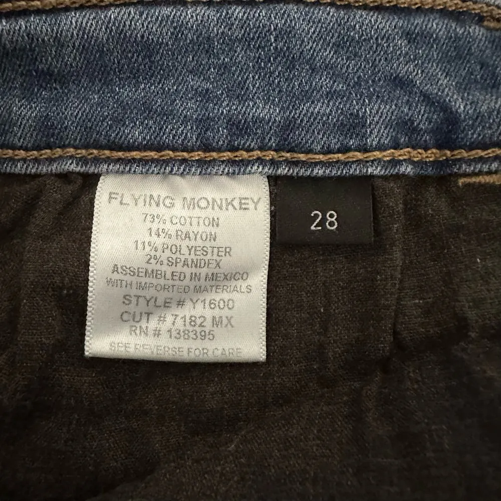 Flying Monkey Women's High Rise Distressed Skinny Jeans Size 28 - Image 8