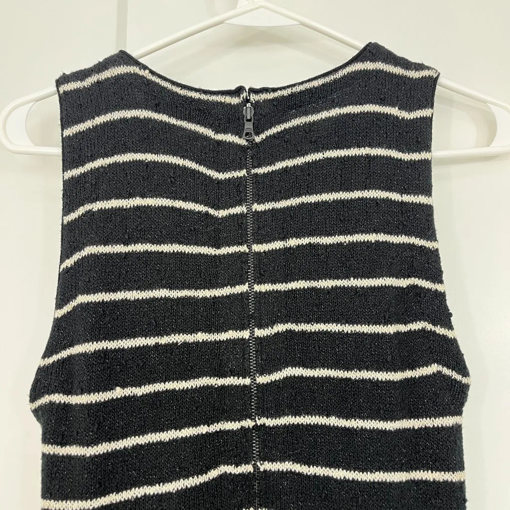 Alice + Olivia Small Black, White Monah Pinstripe Stretch Knit Sleeveless Dress - Image 10