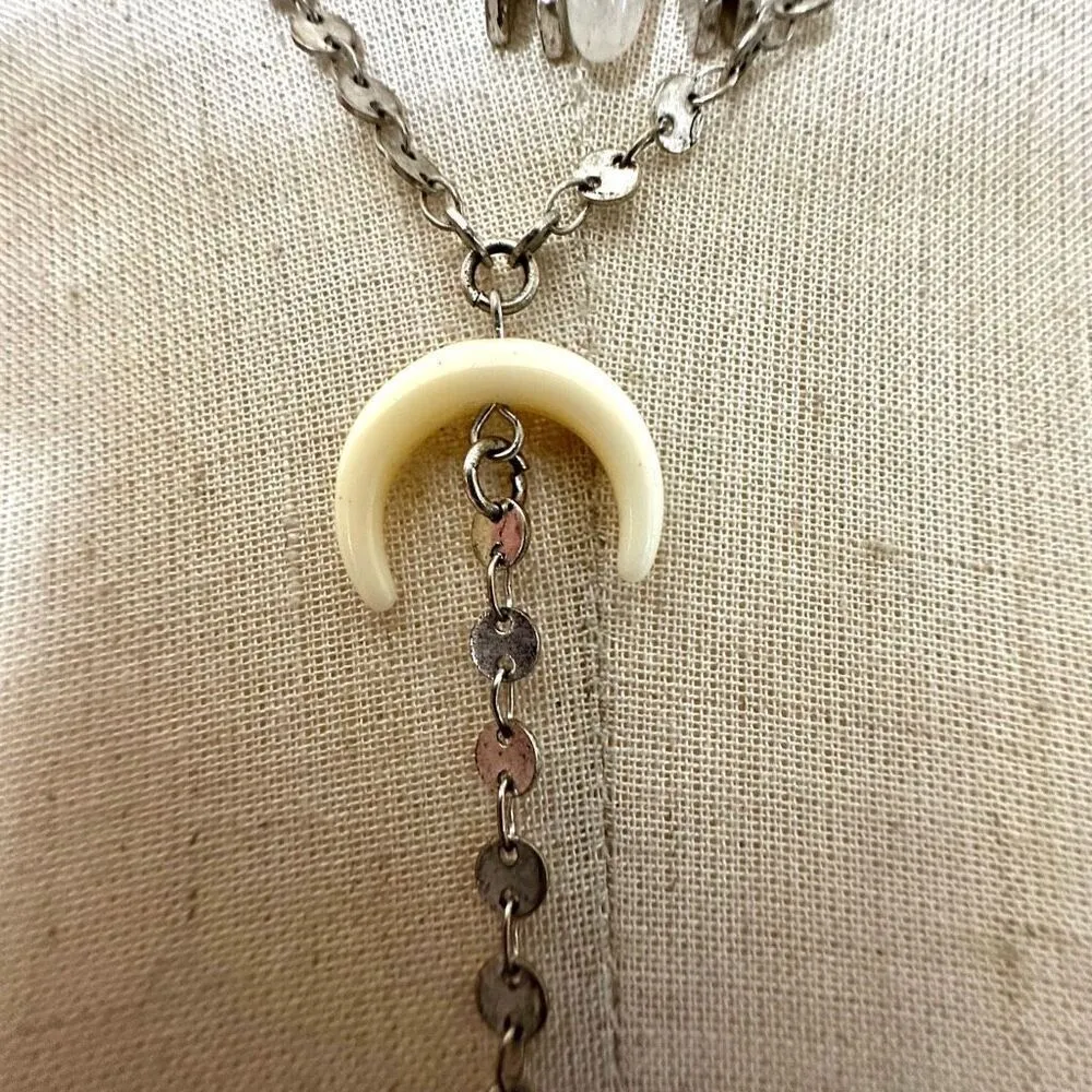 Silver tone blue beaded long multi strand necklace’s - Image 7