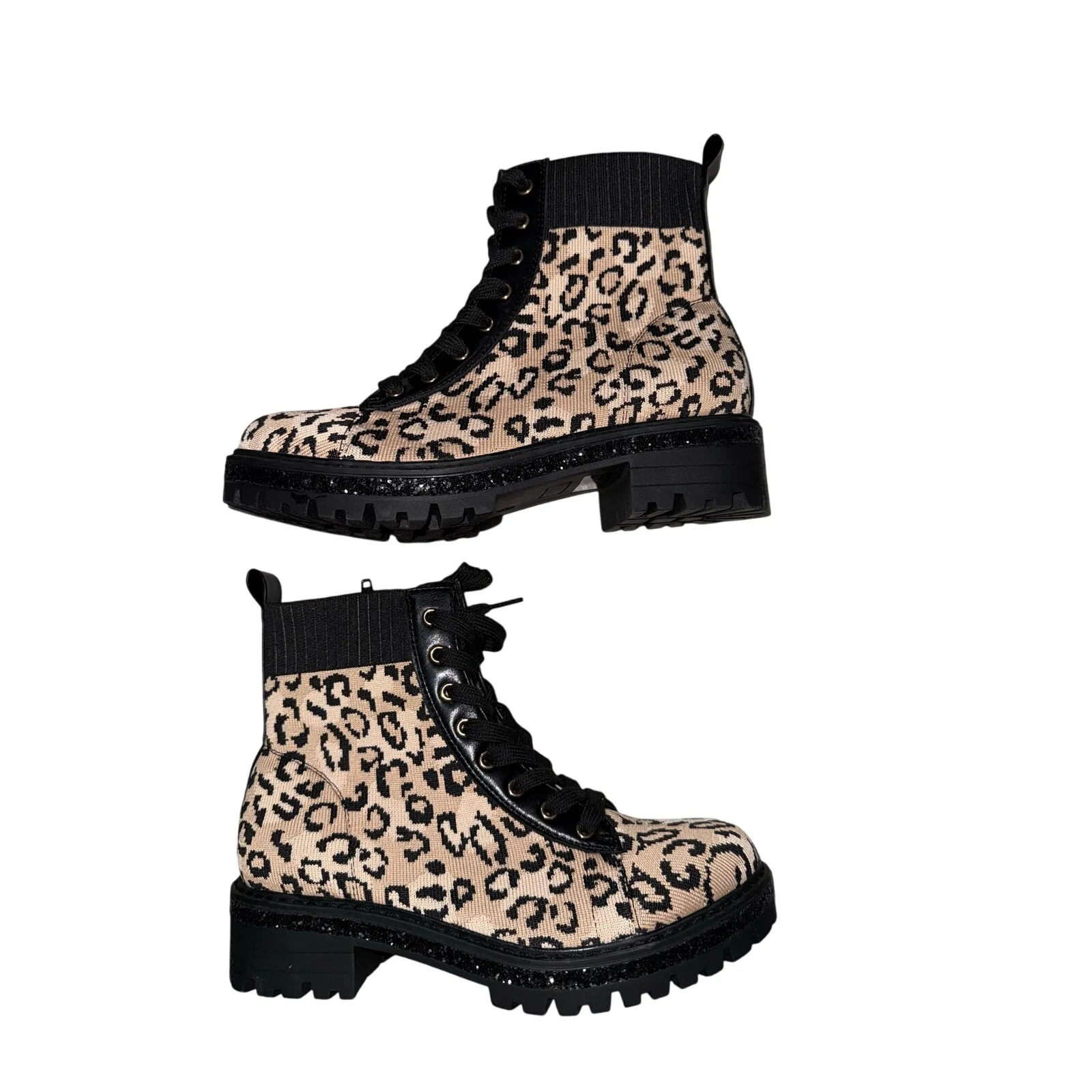 New comfort comfortable cheetah leopard Chelsea hiking boots booties women’s 8 Black - Image 2