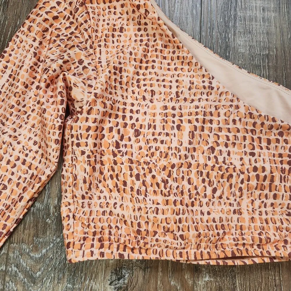 L*Space Cardi Rashguard Top in Wild Bunch Orange Medium One Sleeve - Image 3