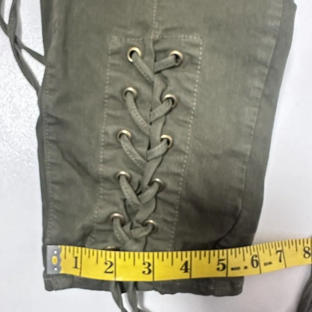 Vince Camuto Pants Womens Moto Lace Up Cuff Skinny Ankle Stretch Green Size 12 - Image 10