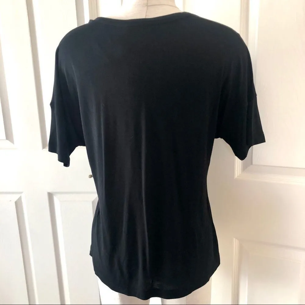 Vince  black Drop Shoulder V-neck Tee XS - Image 4