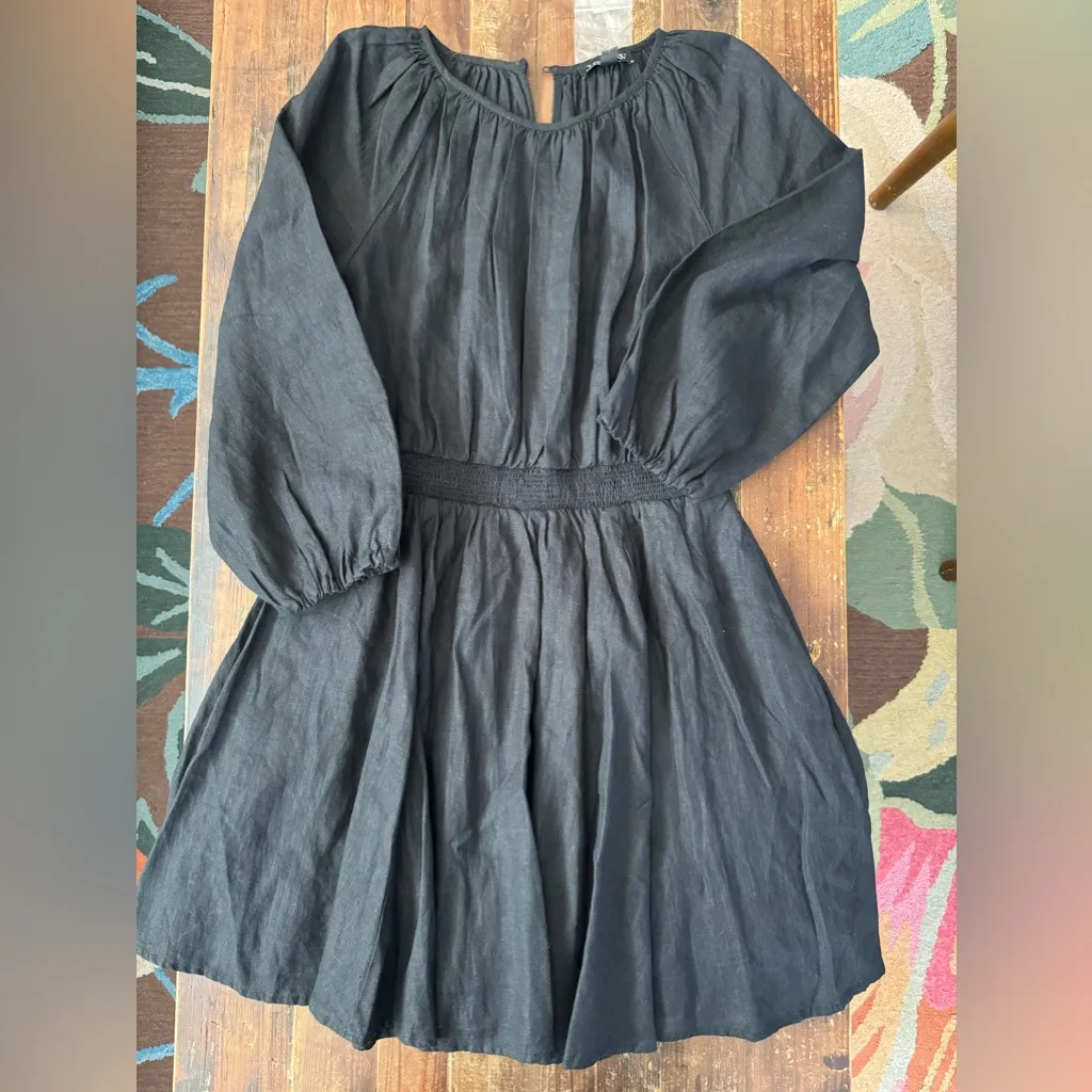 NEW! J.Crew Palermo Smocked-Waist Mini Dress in Washed Black - Image 4