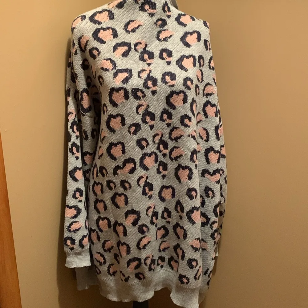 Hayden open front cheetah print cardigan duster 2XL/3XL gray/pink/black - Image 9