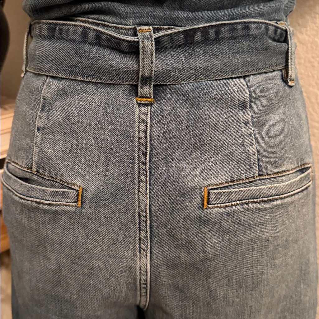 FRAME Pleated Coverall Stretch Denim Romper Maxson Wash Button Front Playsuit XS - Image 7