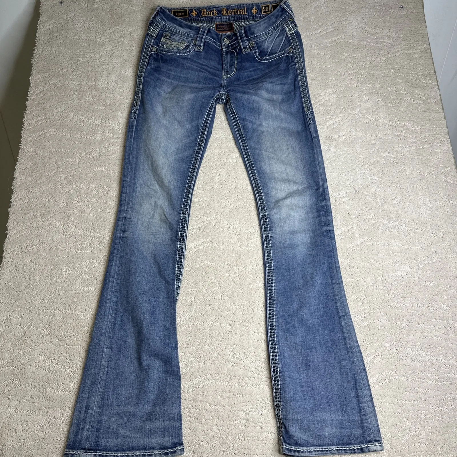 Women's Rock Revival Jeans Mid Rise Boot Western Size 26 Hyero - Image 3