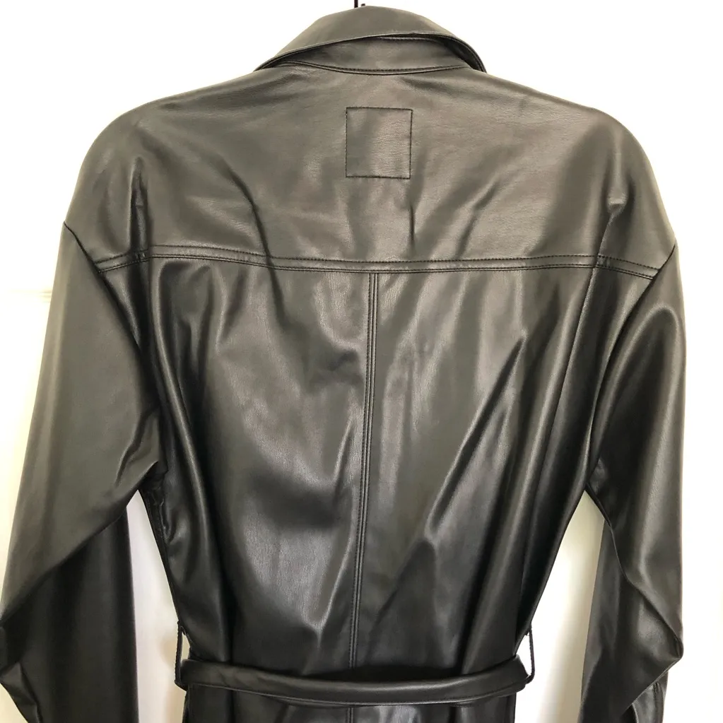 Abercrombie & Fitch Black Faux Leather Button Down Dress Size M Tall - Image 7