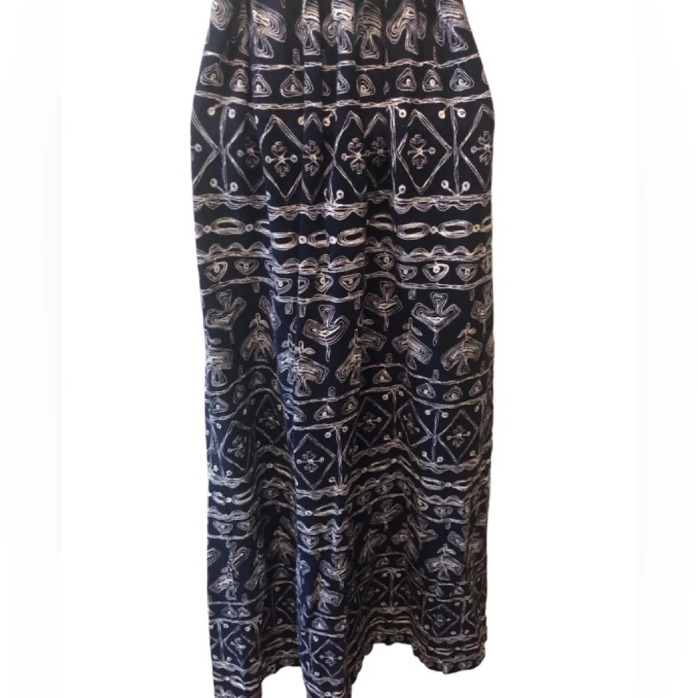 Handmade 70’s Nautical Maxi Dress Sz 10 Empire Waist Belted Wide Collar Pockets - Image 6