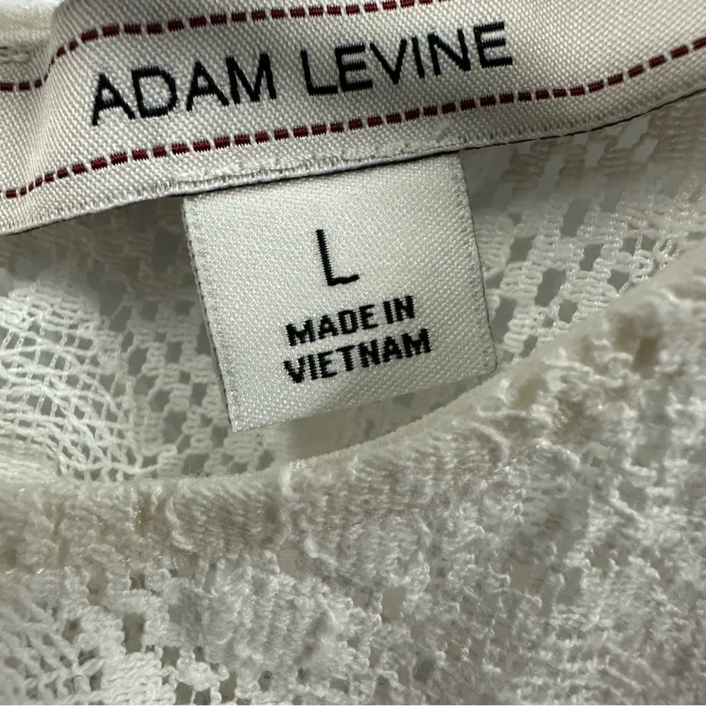 Adam Levine Ivory Fit Flare Daisy Waist Lace Sleeveless Zip Back Dress Womens L - Image 9