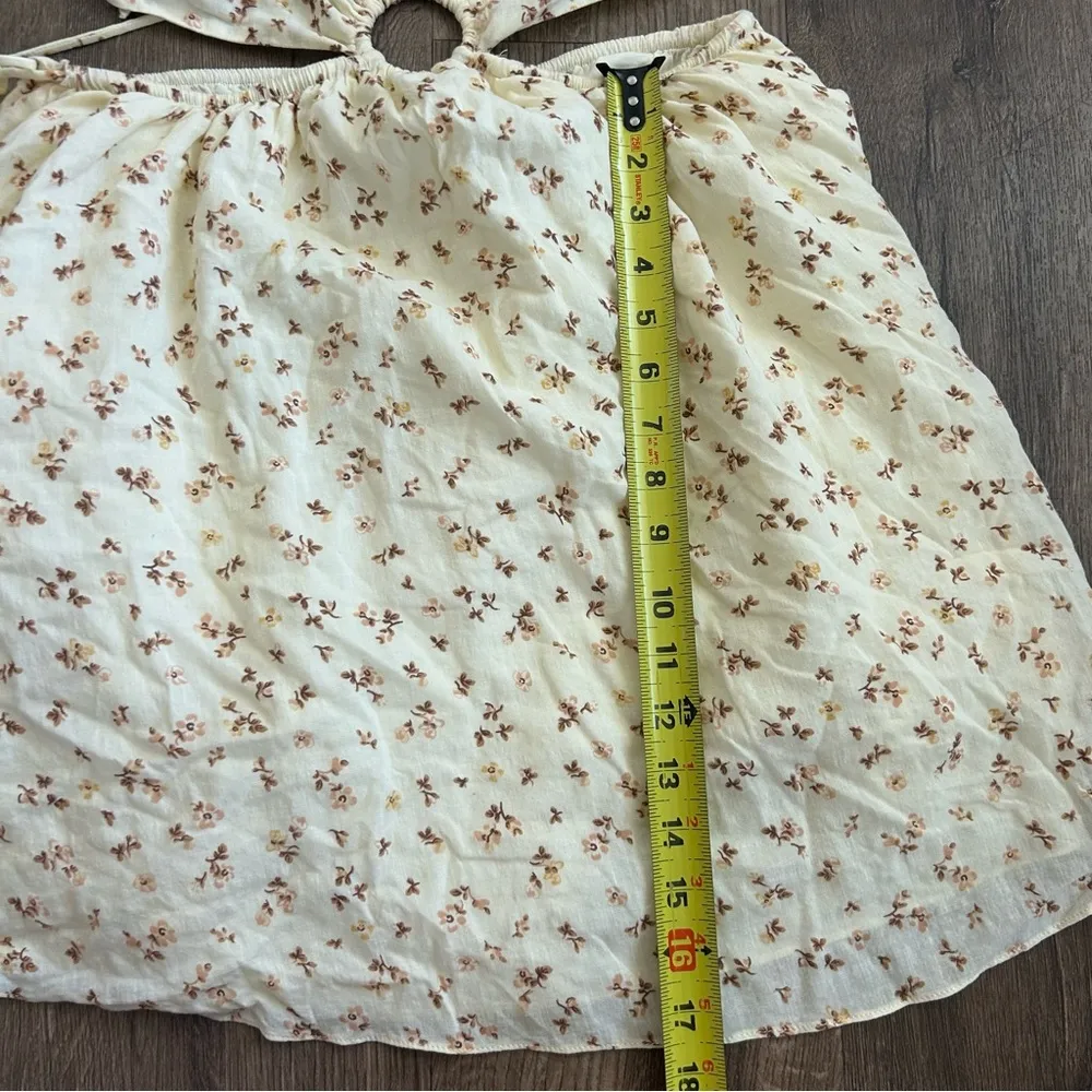 SABO Ales Pale Yellow Floral Cotton Mini Dress L Size L - Image 7