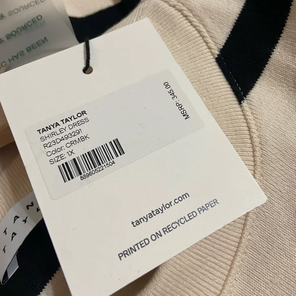 NWT  Shirley dress cold shoulder plus size 1x cream black stripes - Image 6