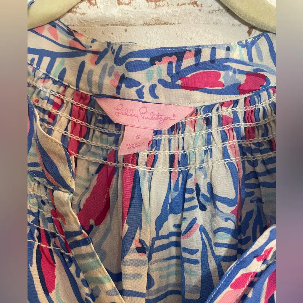 Lilly Pulitzer Blue and Pink Sailboat Blouse - Image 2