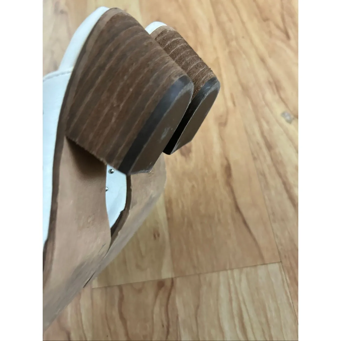 ARiderGirl Cara Studs Studded Stacked Heel Pointed Toe Slip On Mules Size 6.5 White - Image 3