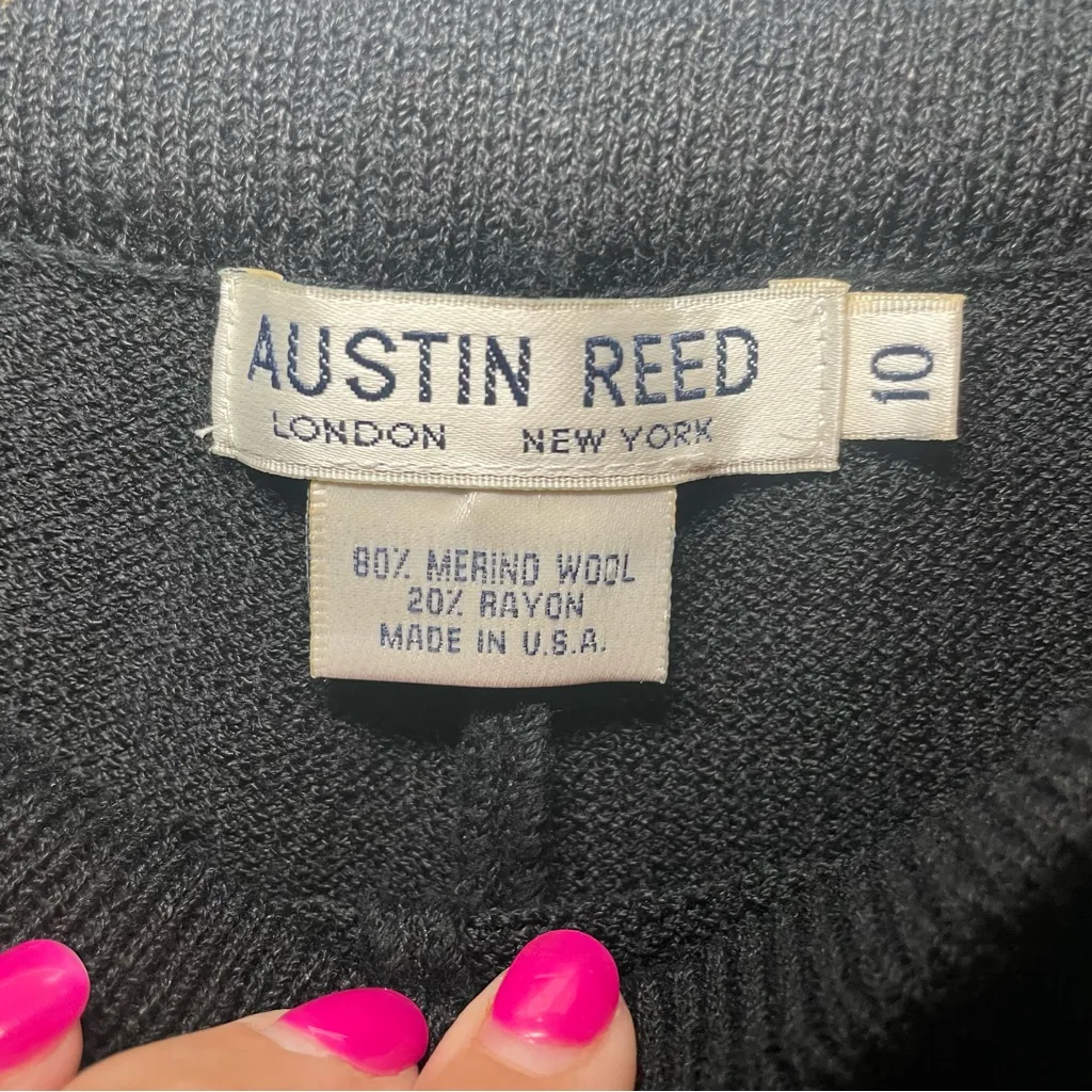 Vintage Austin Reed Merino Wool Blend Pants Stockinette Knit Black Size 10 - Image 3