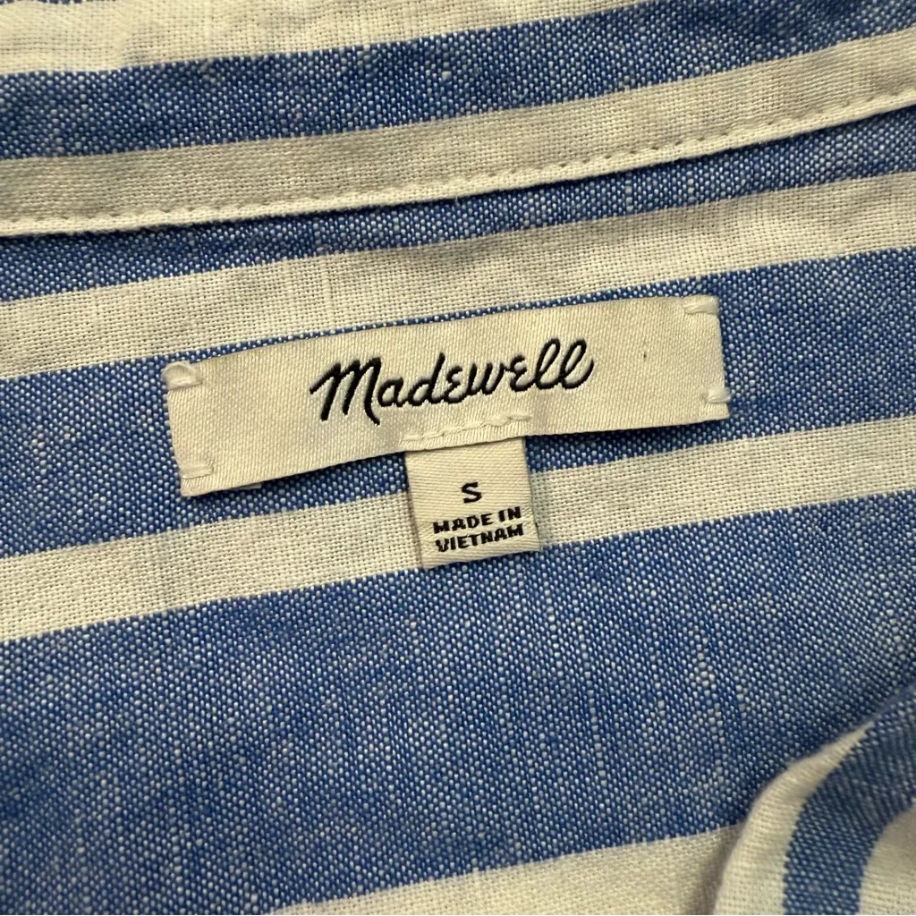 Madewell Courier Button-Back Shirt in Hinsdale Stripe Women’s Small Linen Blend - Image 8