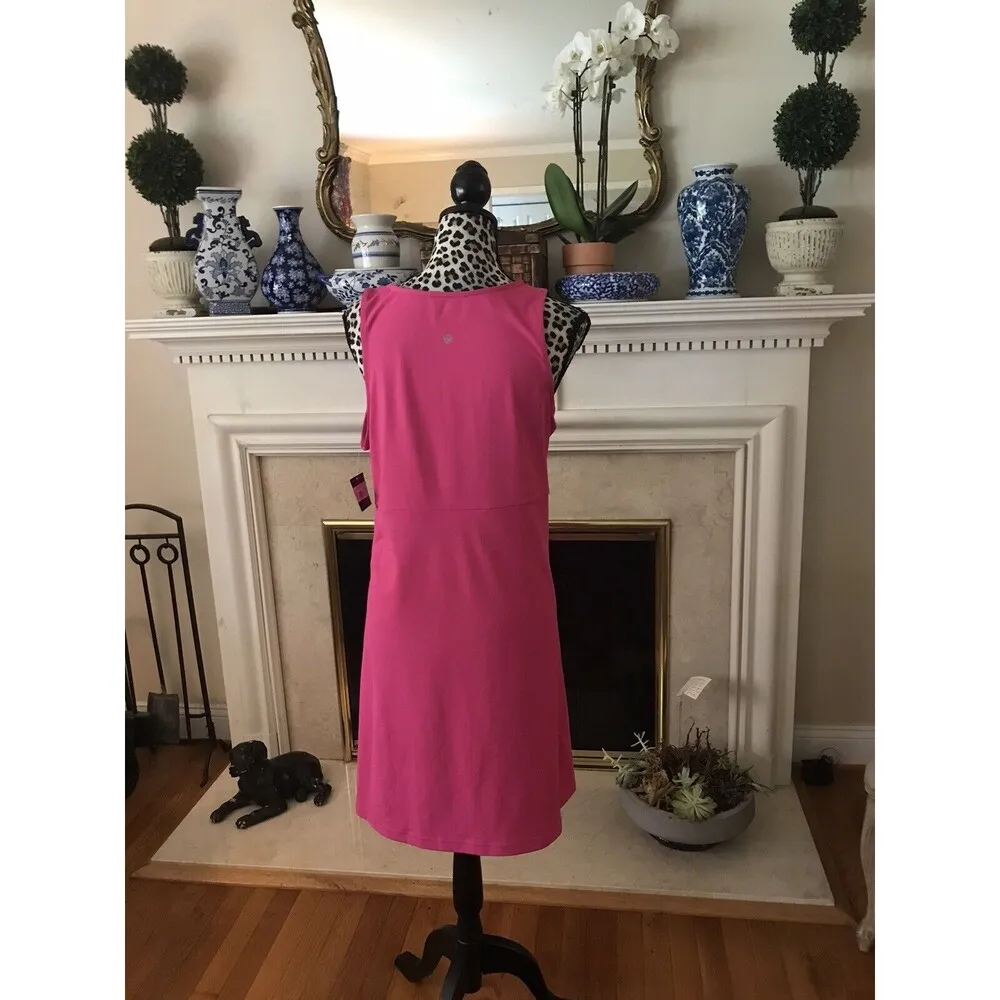 Eddie Bauer Aster Dress Sleeveless Empire Waist XL Bright Pink Poly Spandex G4 - Image 2