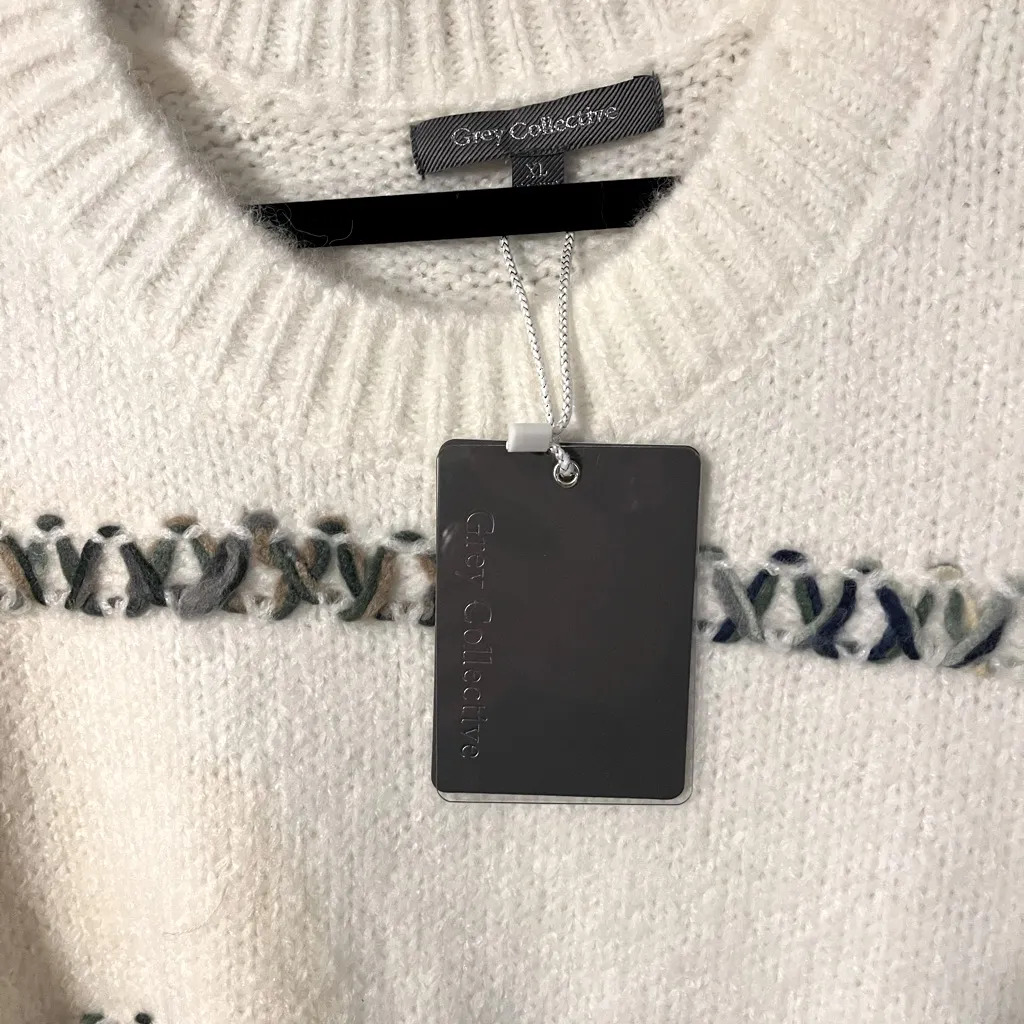 Gray Collective Confetti Stripe Knit Sweater Green Size XL - Image 4