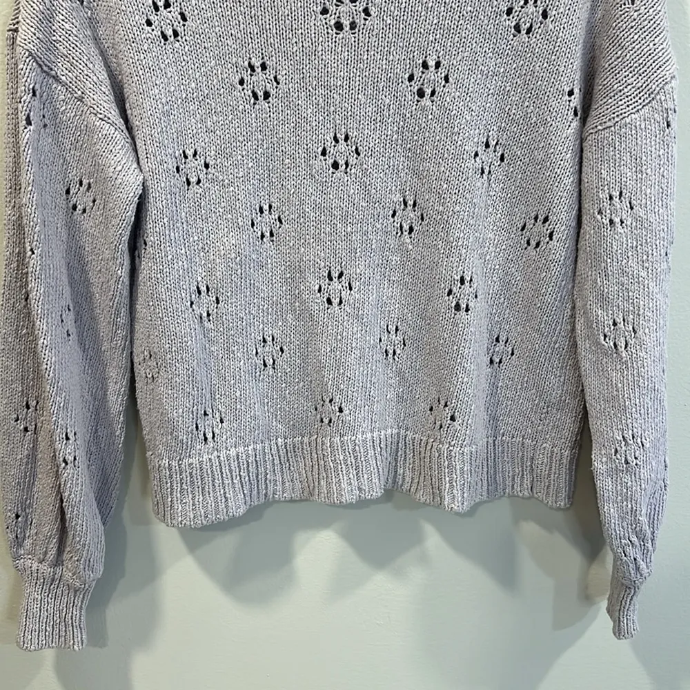 Madewell Floral Pointelle Pullover Sweater Sundrenched Lilac Size XS EUC - Image 3