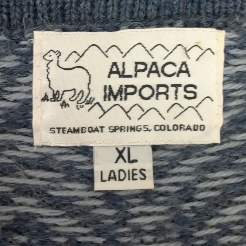 Vintage Alpaca Imports Alpaca blend Ladies' Cardigan Sweater XL Blue - Image 2