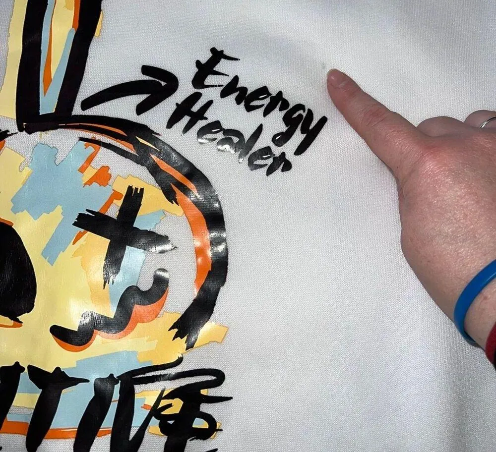 Unisex Adults Graphic Print Sweatshirt Pullover Positivity Energy Healer White Size L - Image 6