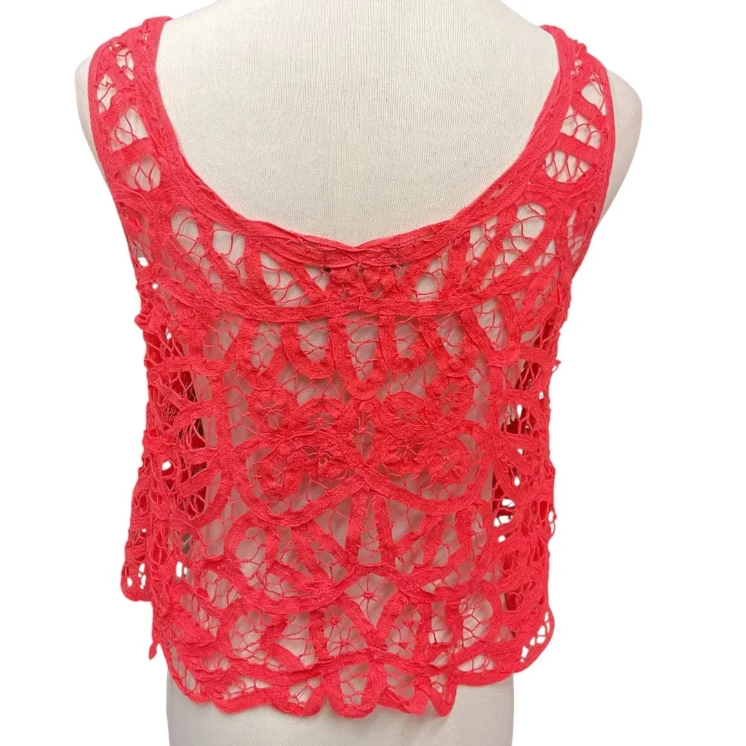 verty Women's Sleeveless Open Work Lace Layering Tank Cami Cropped Top Sz M / L - Image 5