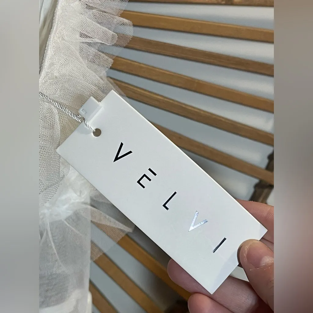 NWT Women’s Velvi Georgia Strapless White Layered Tulle Mini Dress ALine Bridal Size L - Image 10