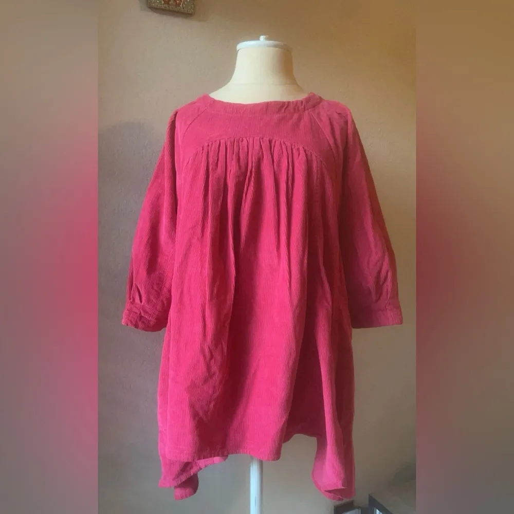 Free People Women's XS Pink Corduroy Puff Sleeve Tunic Top - Image 7